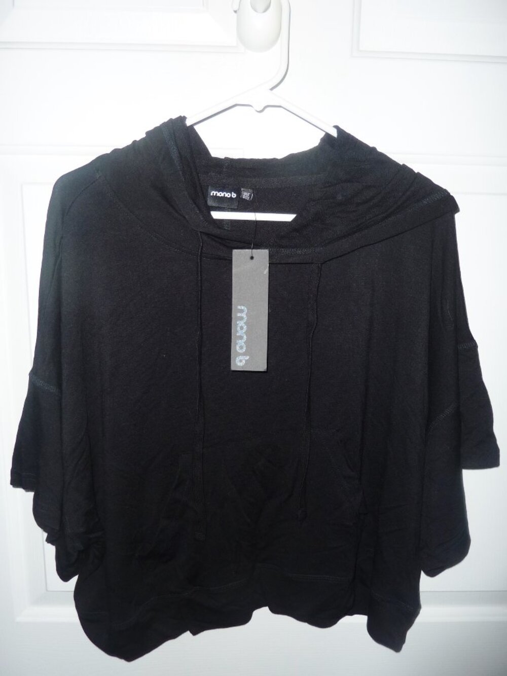 NWT Mono B Active Wear Short Sleeve Cropped Hoodie Shirt One Size